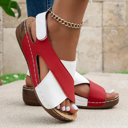 Casual Style Colorblock Wedge Sandals