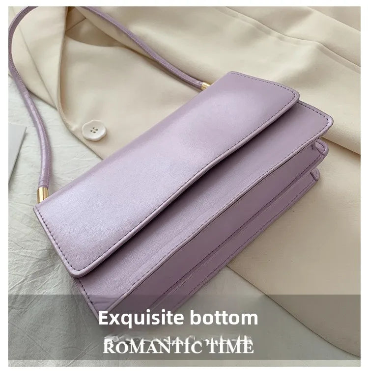 Minimalist Leather Baguette Shoulder Bag