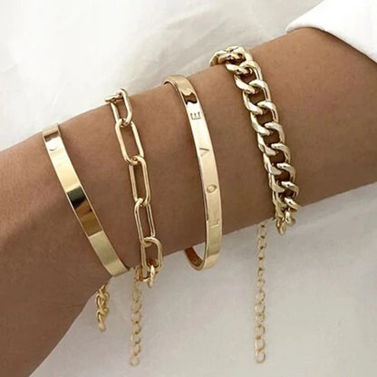 Gold Charm Bracelet Set