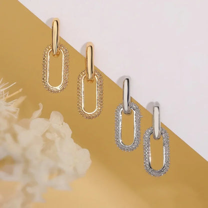 Luminous Spark Rectangle Zircon Earrings