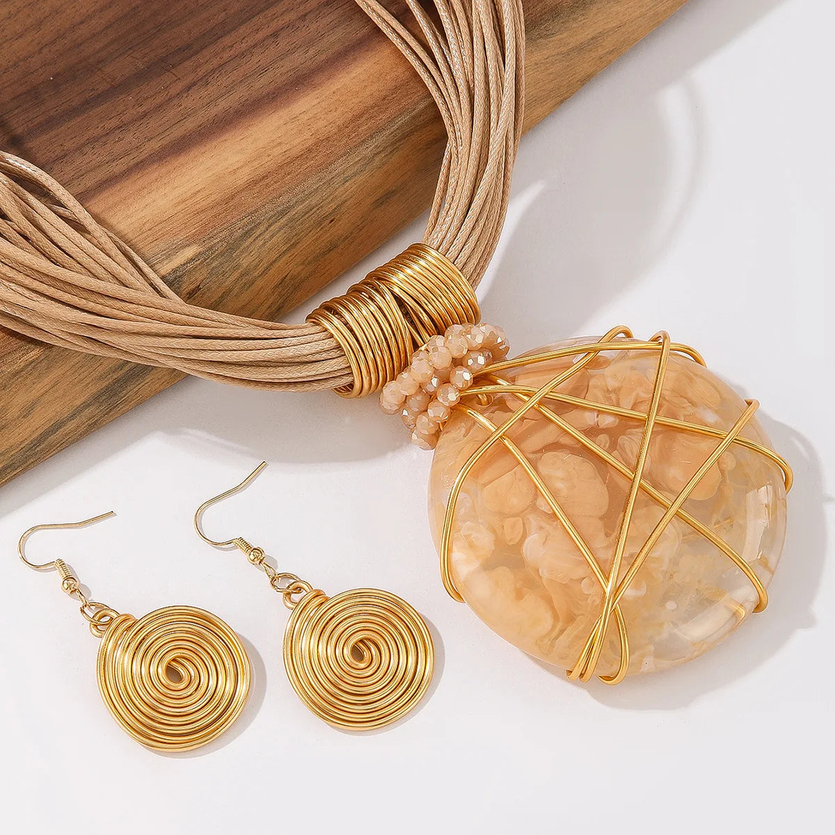 Hand-Woven Resin & Aluminum Statement Set
