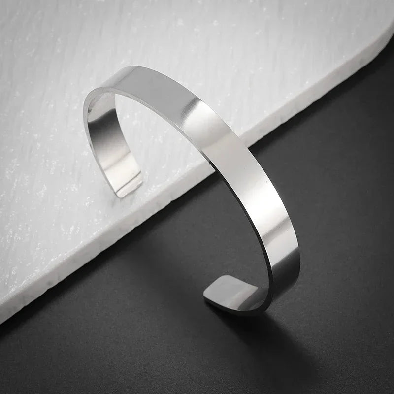 Polished Steel Open Cuff Bangle
