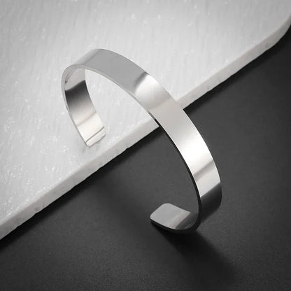 Polished Steel Open Cuff Bangle