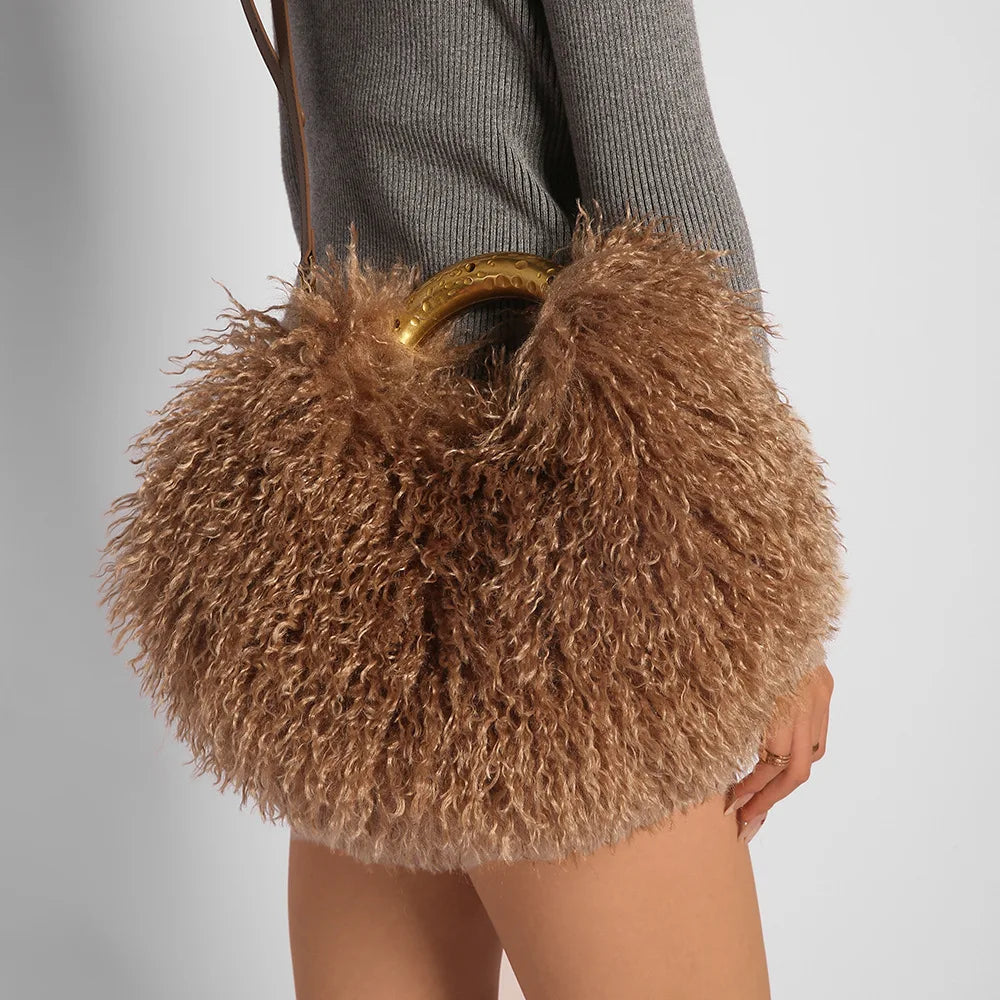 The Spice Girl Round Faux Fur Ring Bag