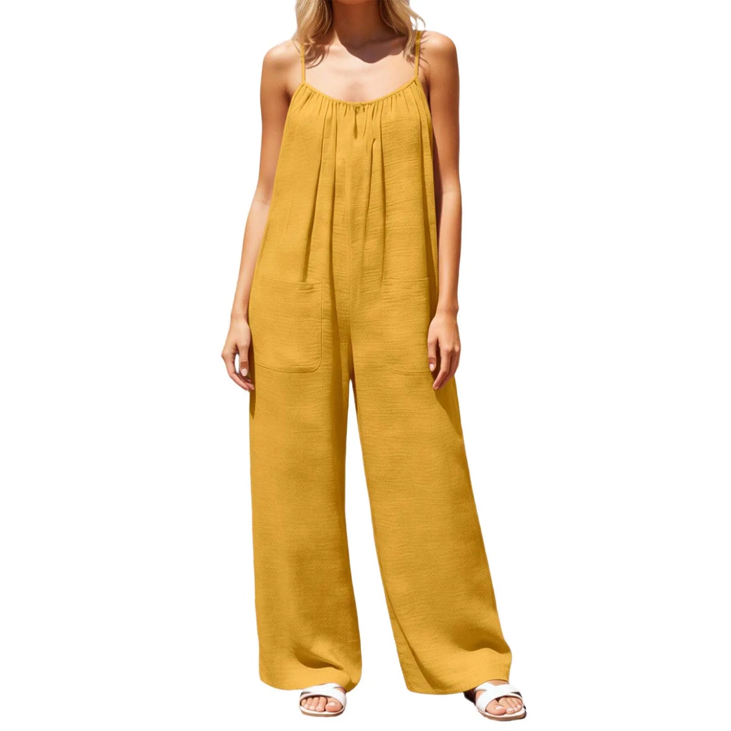 Flowy Backless Wide Leg Spaghetti Strap Jumpsuit