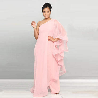 Elegant One-Shoulder Ruffle Jumpsuit