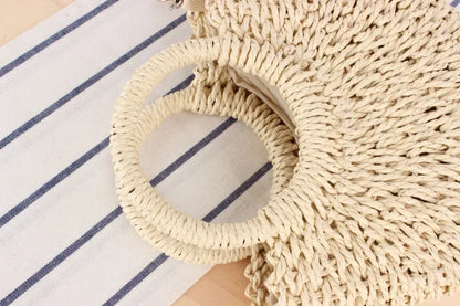 Handwoven Straw Half-Moon Bag