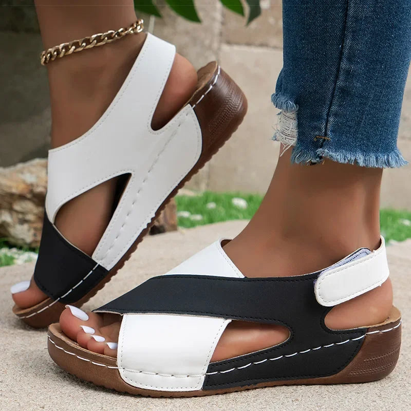 Casual Style Colorblock Wedge Sandals