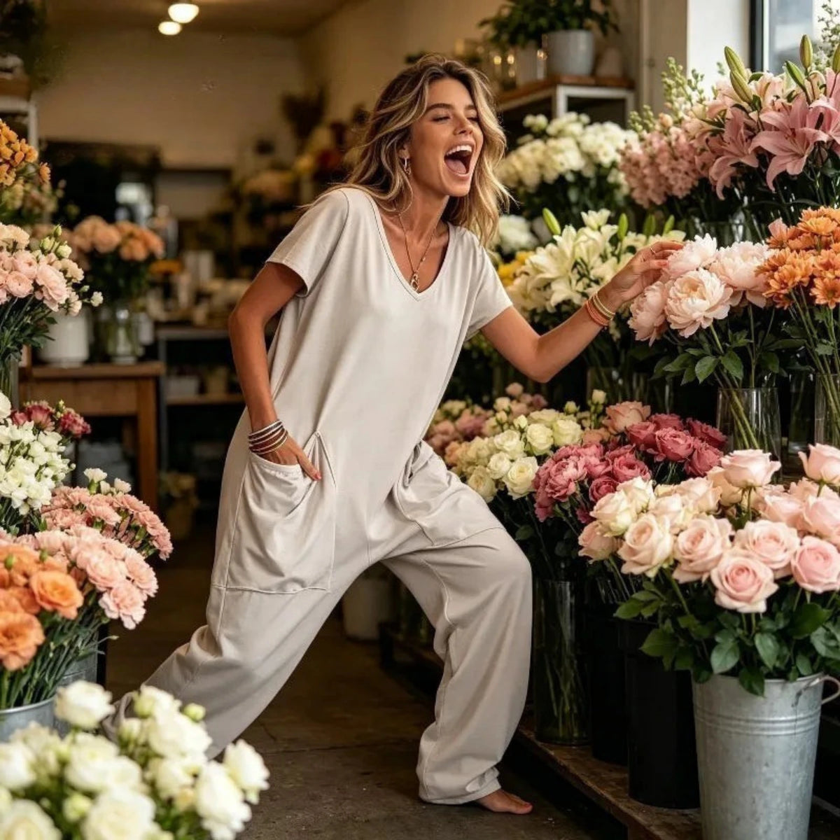 Women's Casual Baggy Pocket Jumpsuit