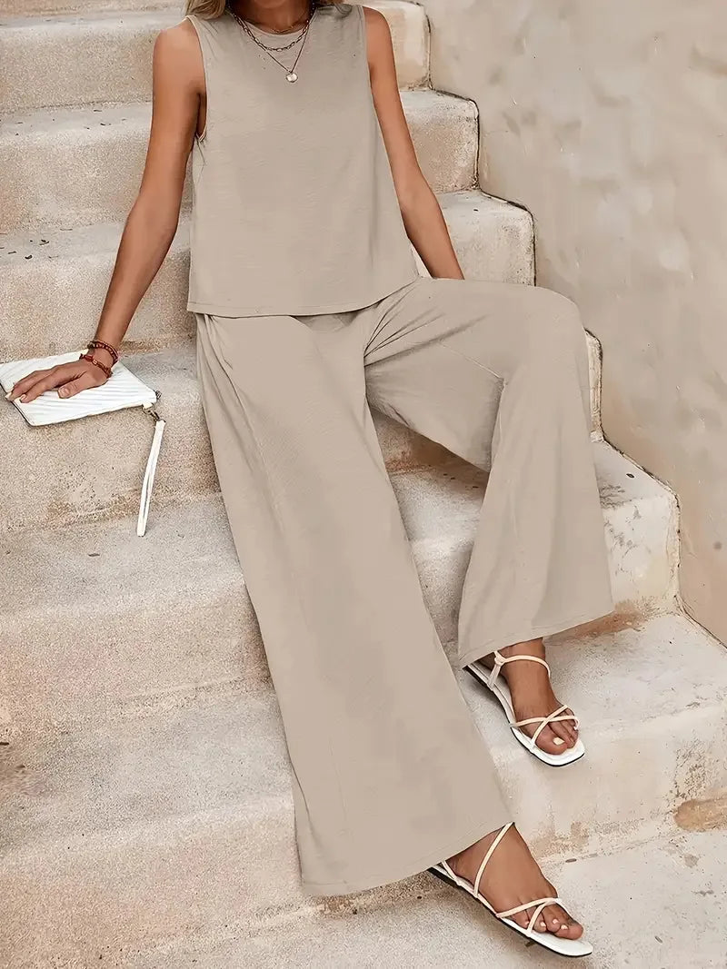 Serene Breeze Wide-Leg Two-Piece Set