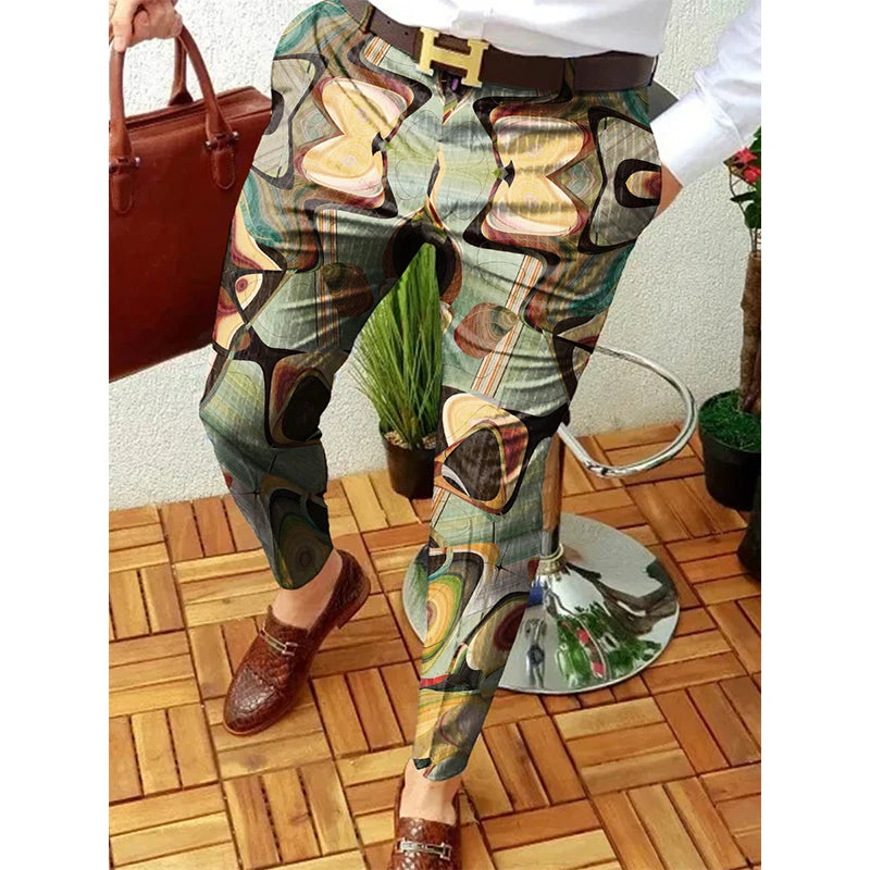Smart Print Slim Pencil Pants