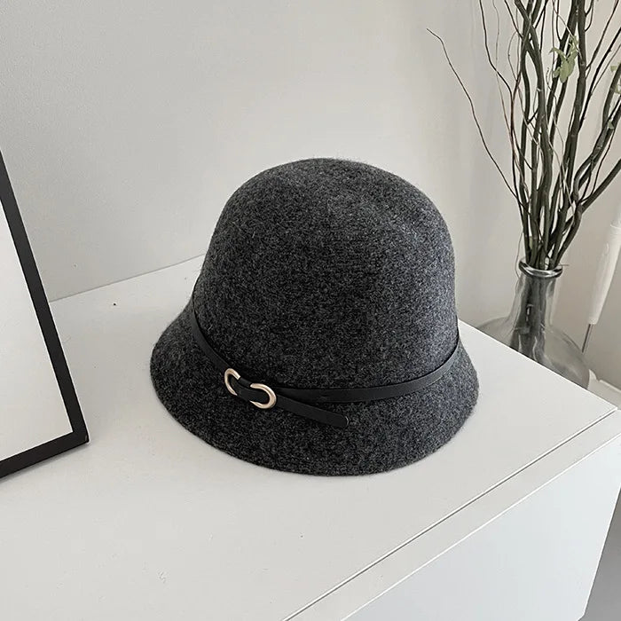 Chic Wool Buckle Cap