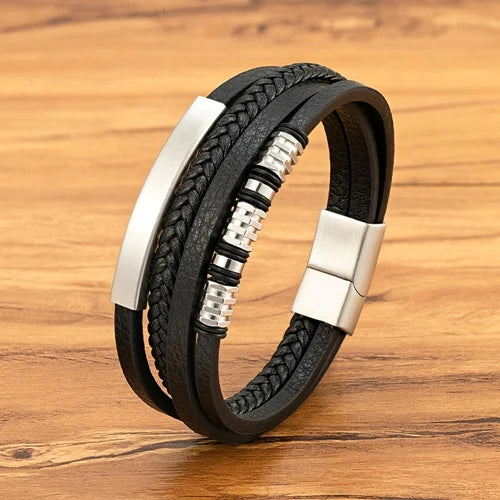 Braided Leather Statement Bracelet