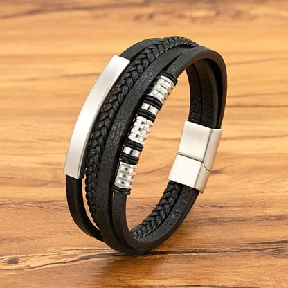 Braided Leather Statement Bracelet