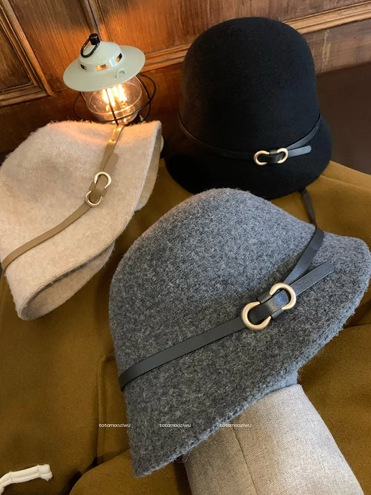 Chic Wool Buckle Cap