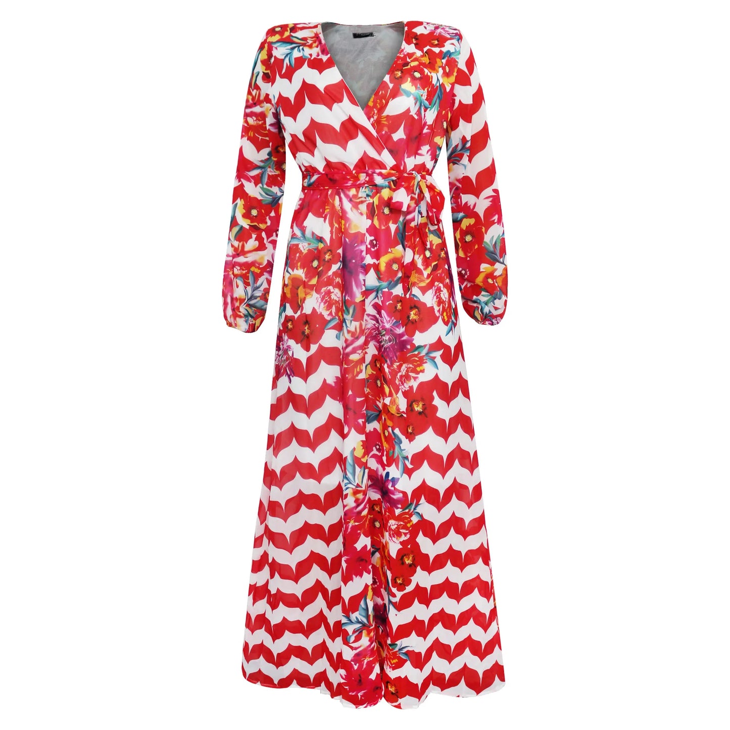 Women's Printed Wrap Maxi Dress