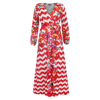 Women's Printed Wrap Maxi Dress