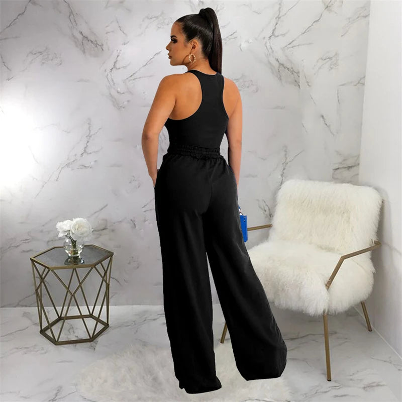 Casual Two Piece Wide Leg Set