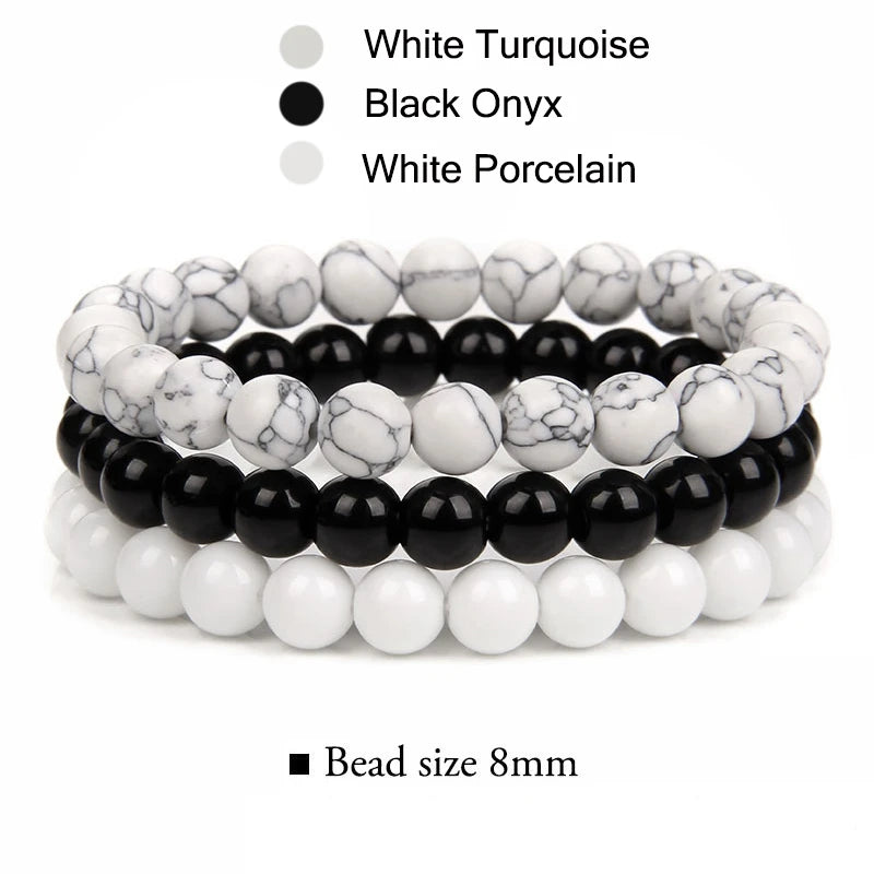 3Pcs Stacked Natural Stone Bracelet Set