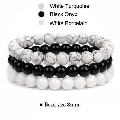 3Pcs Stacked Natural Stone Bracelet Set