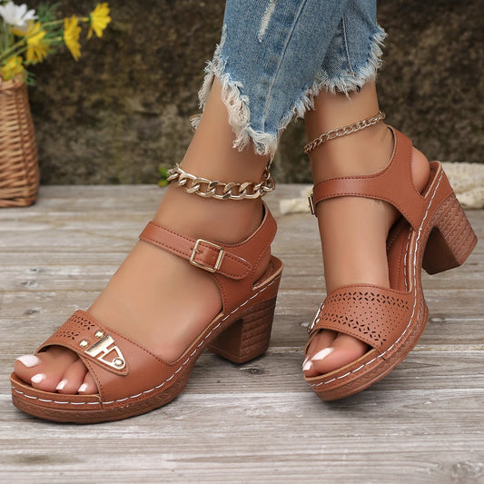 Chic Adjustable Strap Wedge Sandals