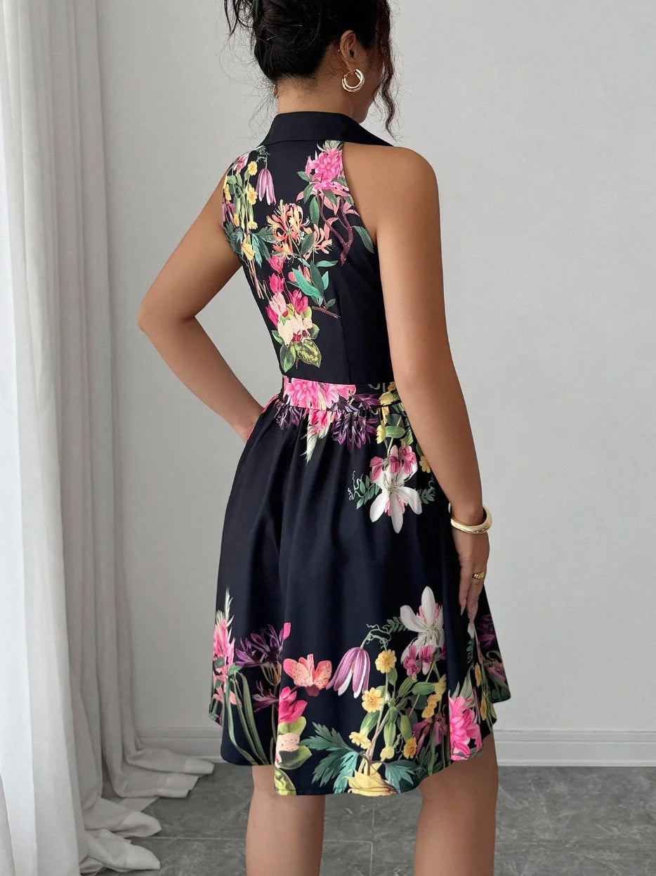 Floral Halter Neck Summer Dress