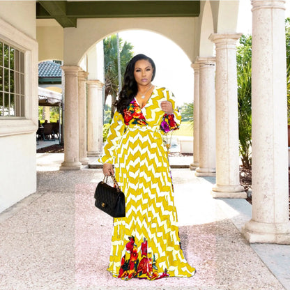 Women's Printed Wrap Maxi Dress