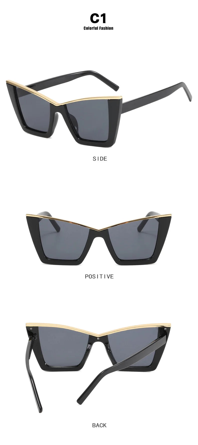 Oversized Bar Cat Eye Sunglasses