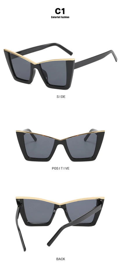 Oversized Bar Cat Eye Sunglasses