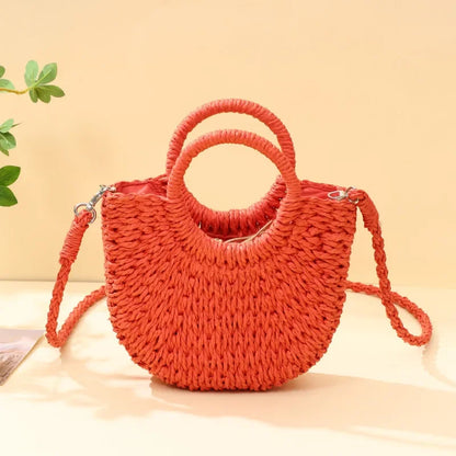 Trendy Handwoven Straw Half-Moon Bag