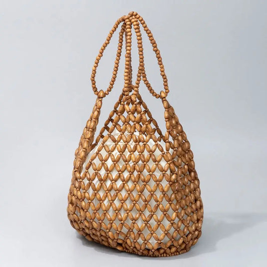 Beaded Bucket Tote Handbag