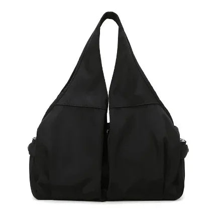 Black shoulder bag on a white background