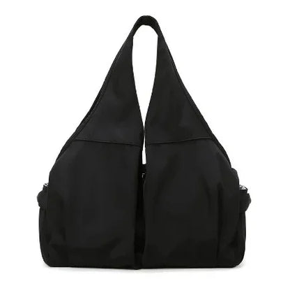 Black shoulder bag on a white background