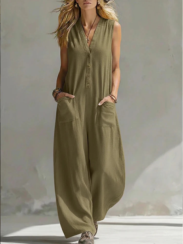 Effortless Wide Leg Sleeveless Jumpsuit