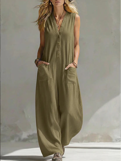 Effortless Wide Leg Sleeveless Jumpsuit