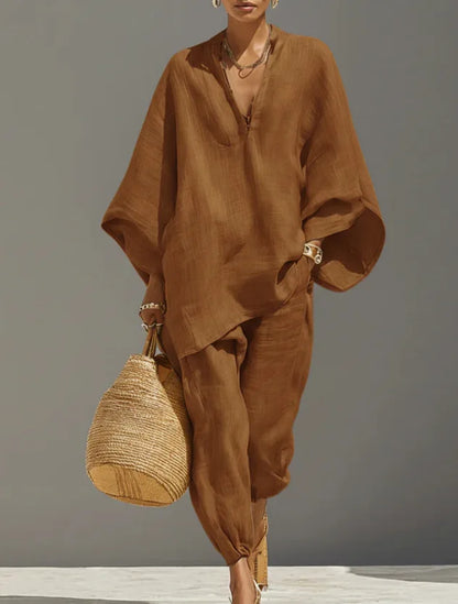Dynamic Silhouette Linen-Blend Matching Set
