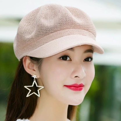 Breathable Woven Visor Newsboy Cap