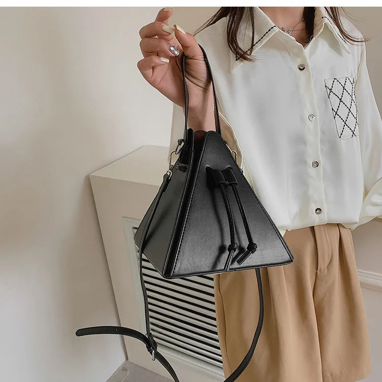 Geo Triangle Drawstring Bucket Bag