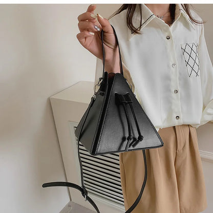 Geo Triangle Drawstring Bucket Bag