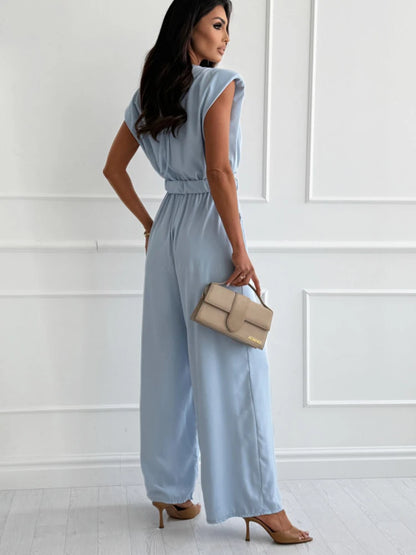 Sophia Elegant Wide Leg Jumpsuit with Belt
