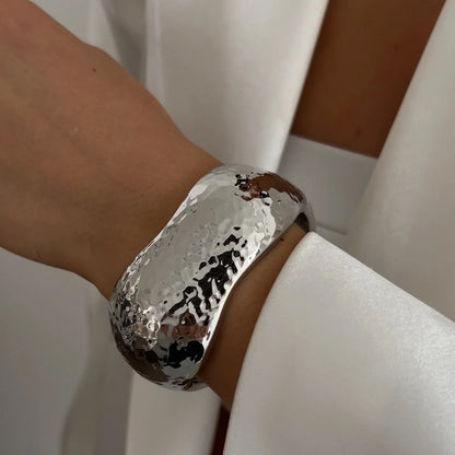Bold Metal Statement Cuff Bracelet