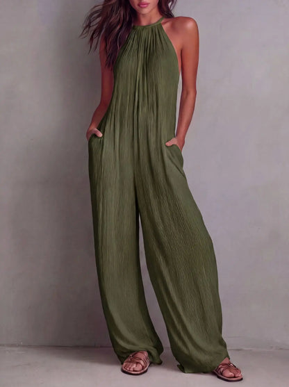 Sundrenched Pleated Halter Jumpsuit
