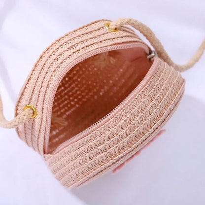 Handmade Round Rattan Crossbody Bag