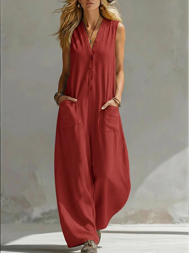 Effortless Wide Leg Sleeveless Jumpsuit
