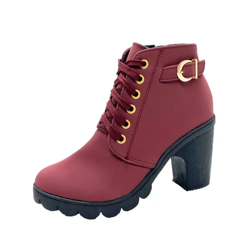 Round Toe Buckle Strap Boots