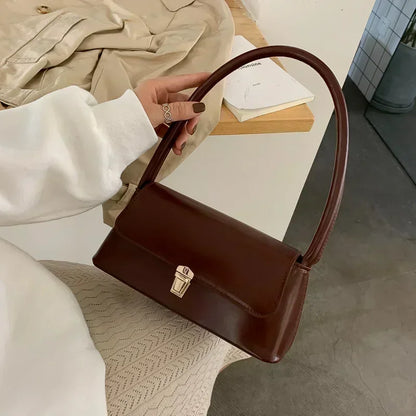 Minimalist Leather Baguette Shoulder Bag