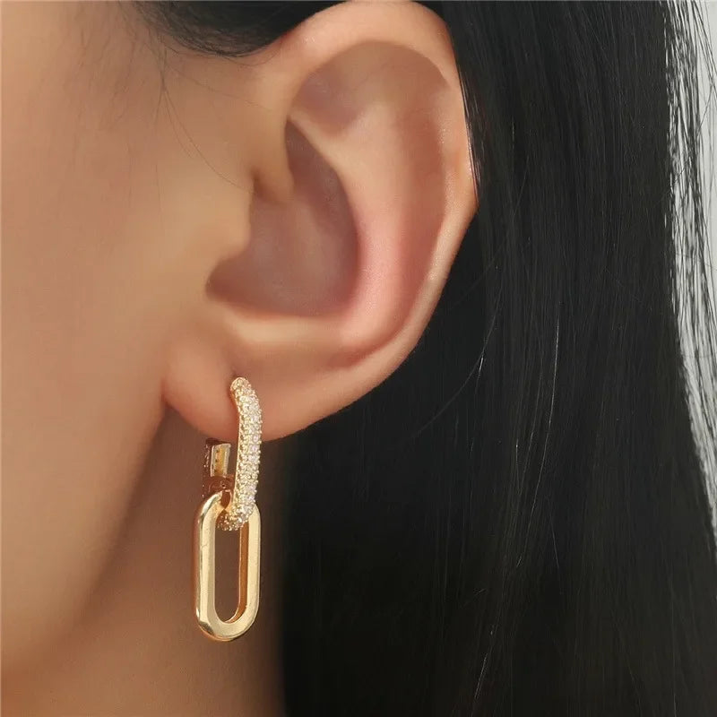 Luminous Spark Rectangle Zircon Earrings
