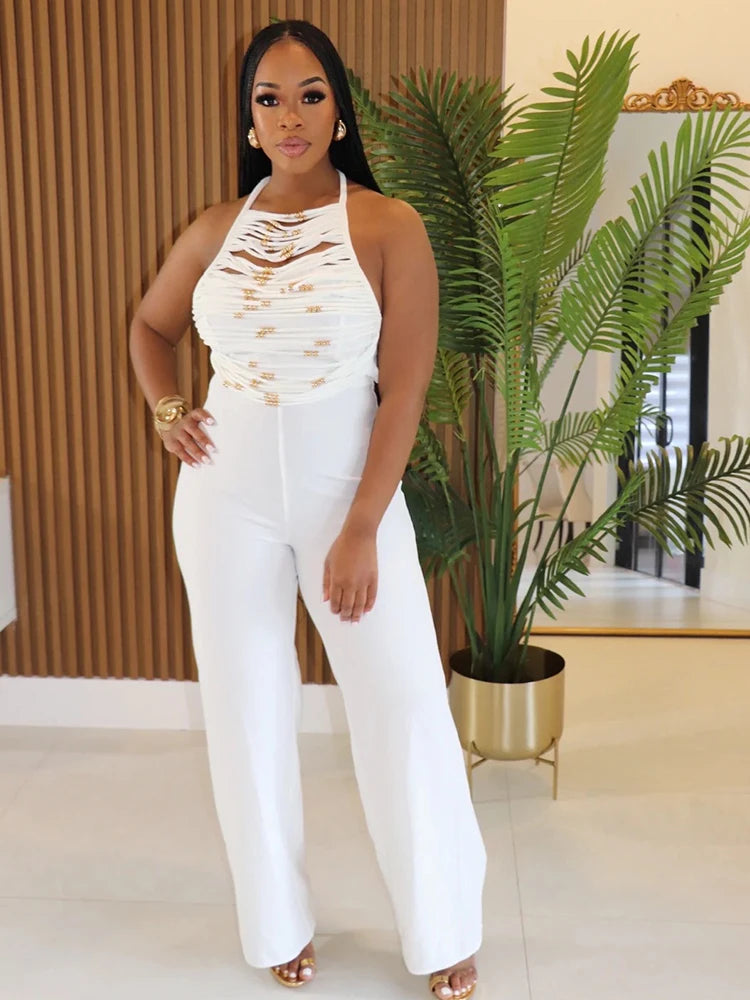 Beaded Palazzo Jumpsuit