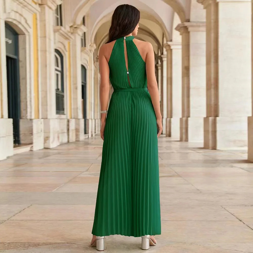Stylish Halter Neck Wide-Leg Jumpsuit