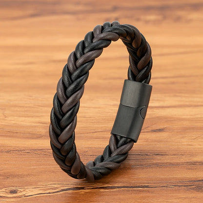 Braided Leather Cuff Bracelet for Men